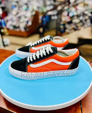 Original Vans Off the Wall Vintage Old Skool Black Orange