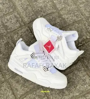 Original Triple White Air Jordan 4 Retro Pure Money Sneakers