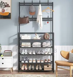 New Multifunctional Black Shoe Rack With Shelves