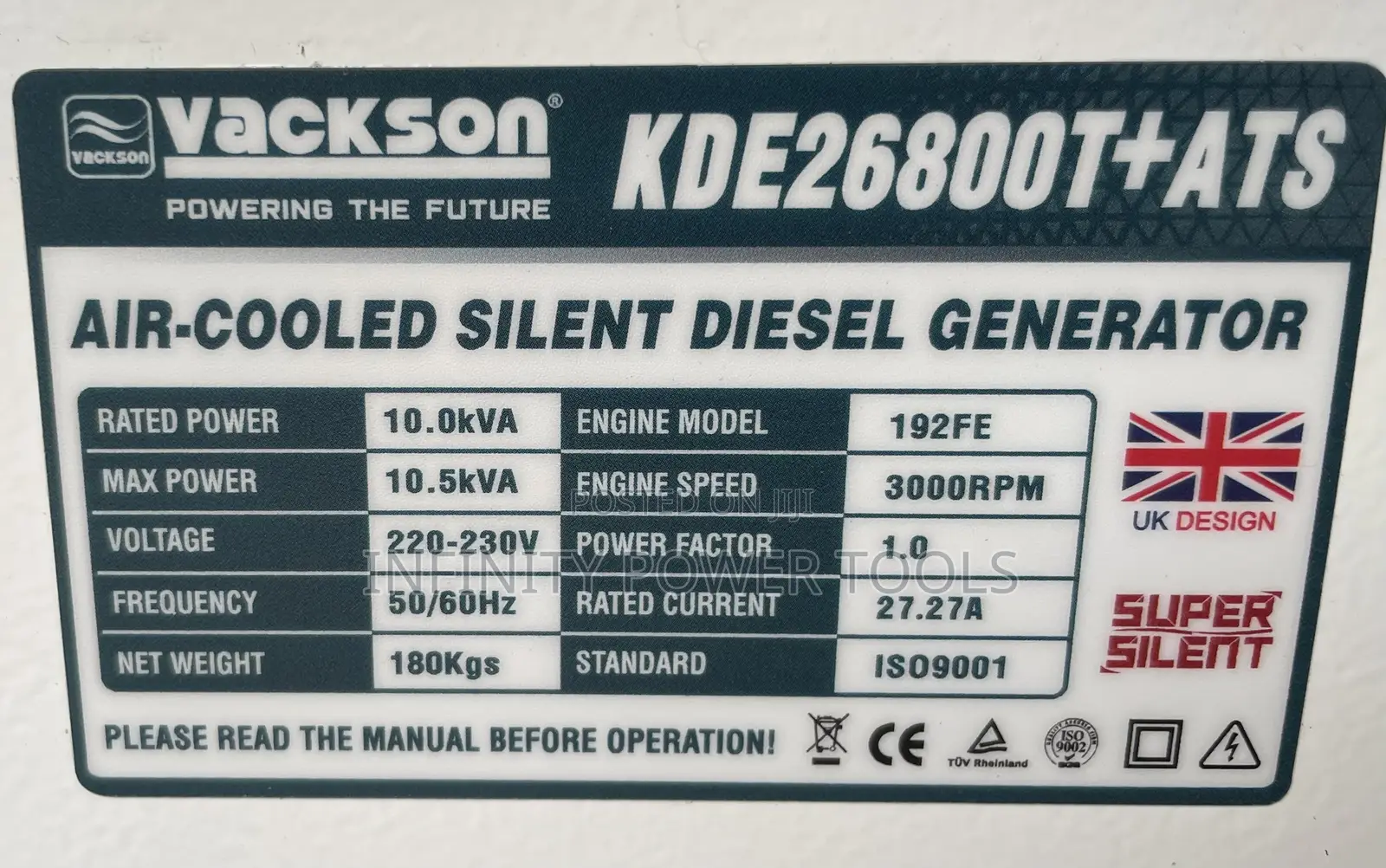 Super Silent Diesel Generator 10.5kva With ATS(Vackson)