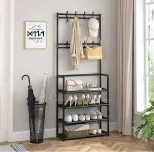 Entrance Carbon Steel Coat Rack Foyer Shoe Rack