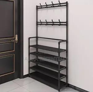 Entrance Carbon Steel Coat Rack Foyer Shoe Rack