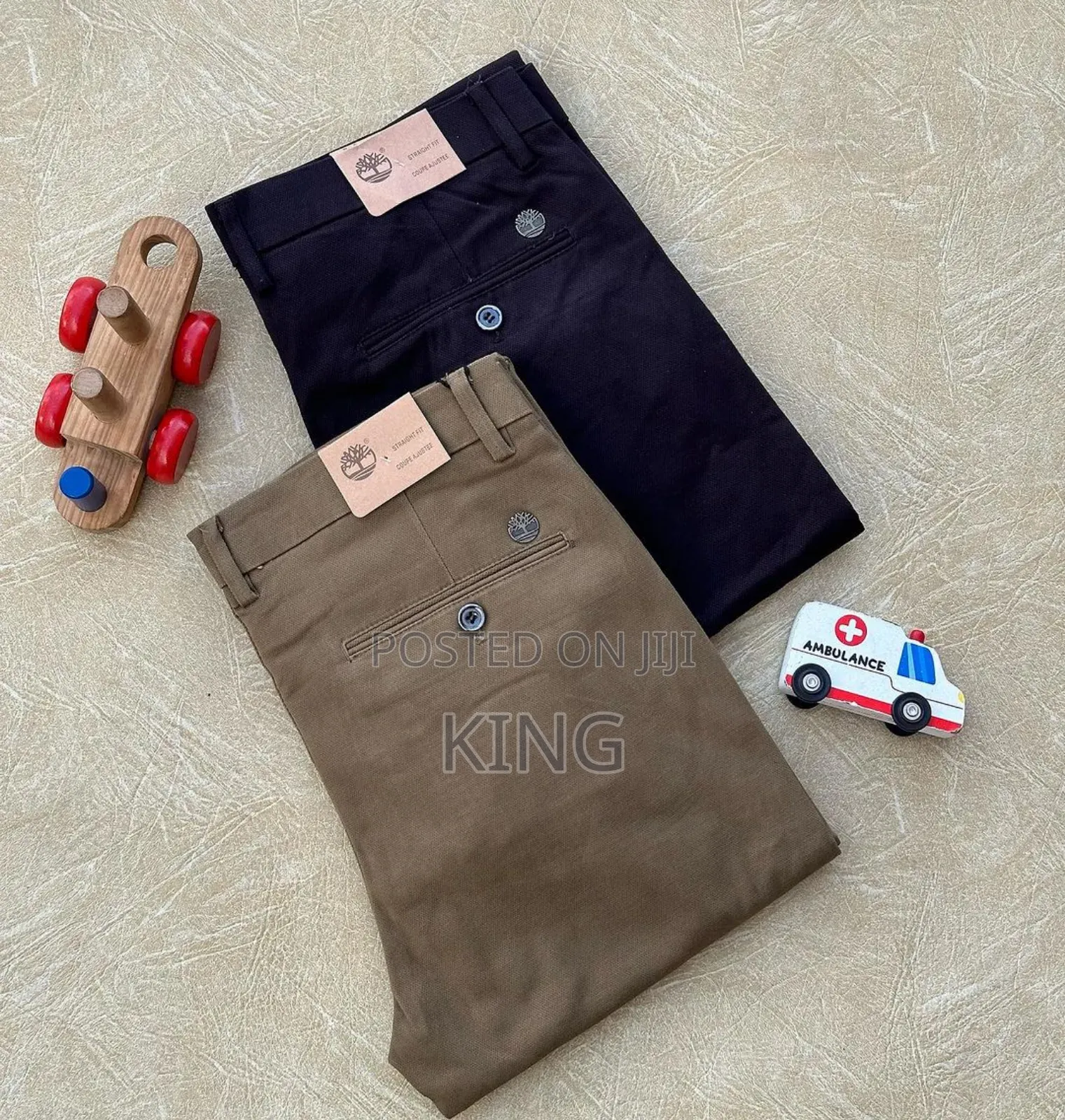 Kaki Men Fit Trousers. Classy