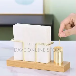 1pc Solid Wood Creative Vertical Tissue Toothpick Holder,