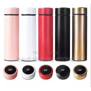 500ml Insulated Water Bottle Temperature LED Gold
