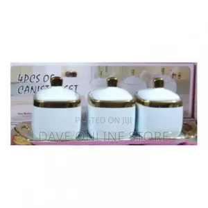 Set of 3 Coffee and Sugar Ceramic Bowls Gold