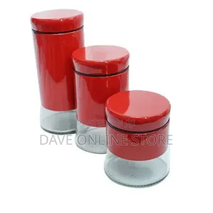 3 Set Sugar Bowl Glass Canister - Color Varies
