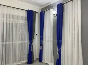 U K Quality Blue Curtains Per Complete Meter