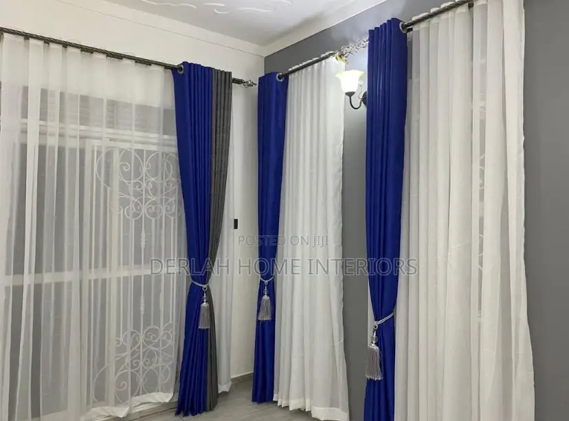 U K Quality Blue Curtains Per Complete Meter