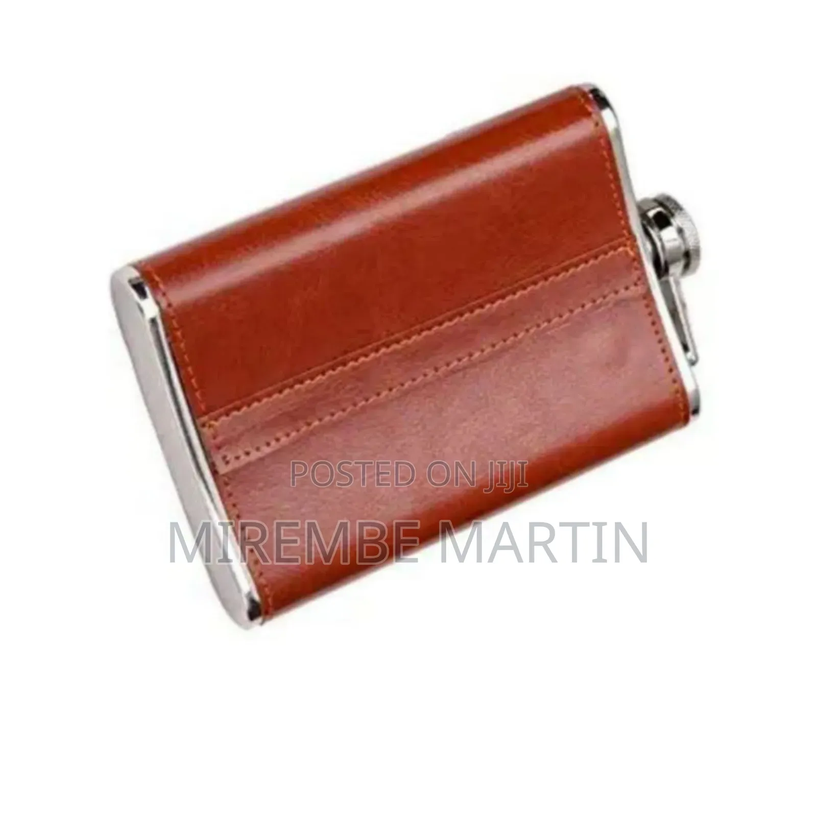 Stainless Steel Leather Whisky Bottle.