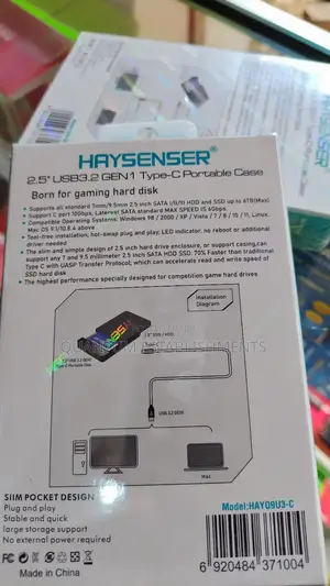 HAYSENSER 2.5" USB3.2 GEN1 Type-C Portable Case