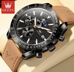 Original Men’S Brown Leather Waterproof OLEVS Watch