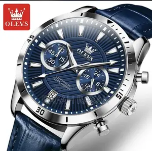 Original Men’S Blue OLEVS Leather Watch