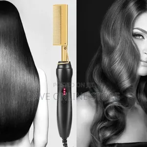 Professional Electric Hot Comb Straightener Black