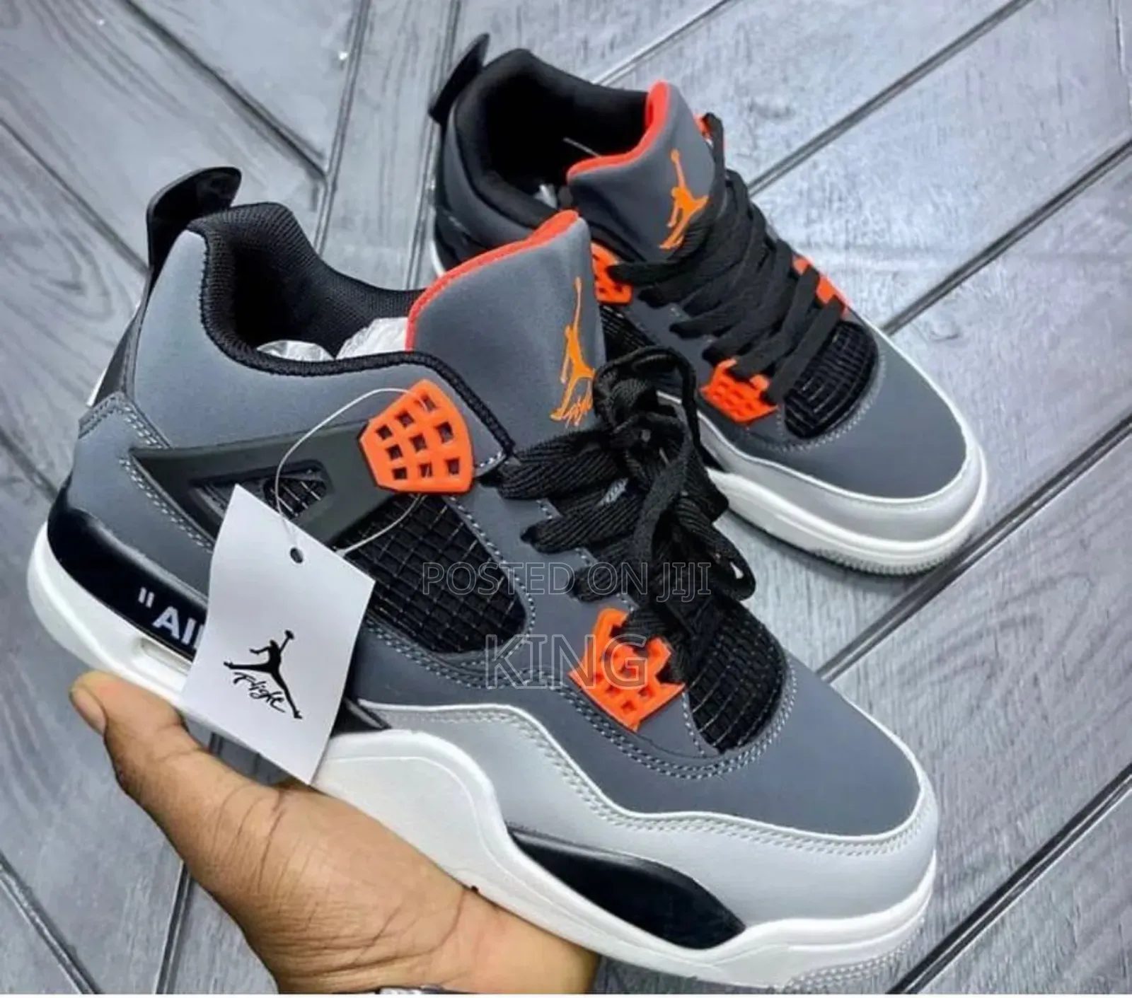 Grey Air Jordan 4 Premium Sneakers