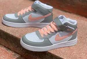 High Air Force 1 Grey-Pink Sneakers