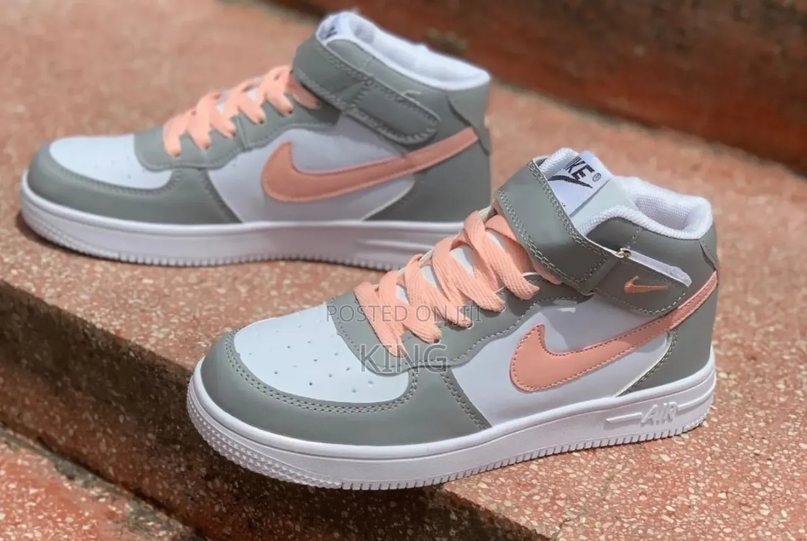 High Air Force 1 Grey-Pink Sneakers