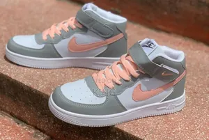 High Air Force 1 Grey-Pink Sneakers