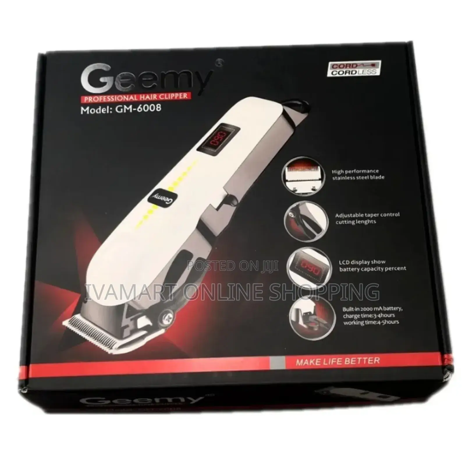 Geemy Professional Hair Clipper ( Gm 6008 ) - Rechargeable