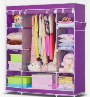 Fashionable 3colomn Wooden and Cloth Frame Wardrobe