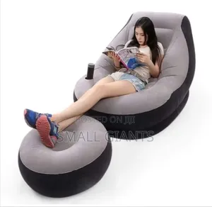 Intex Inflatable Flocking Air Chair With Footrest and Pump