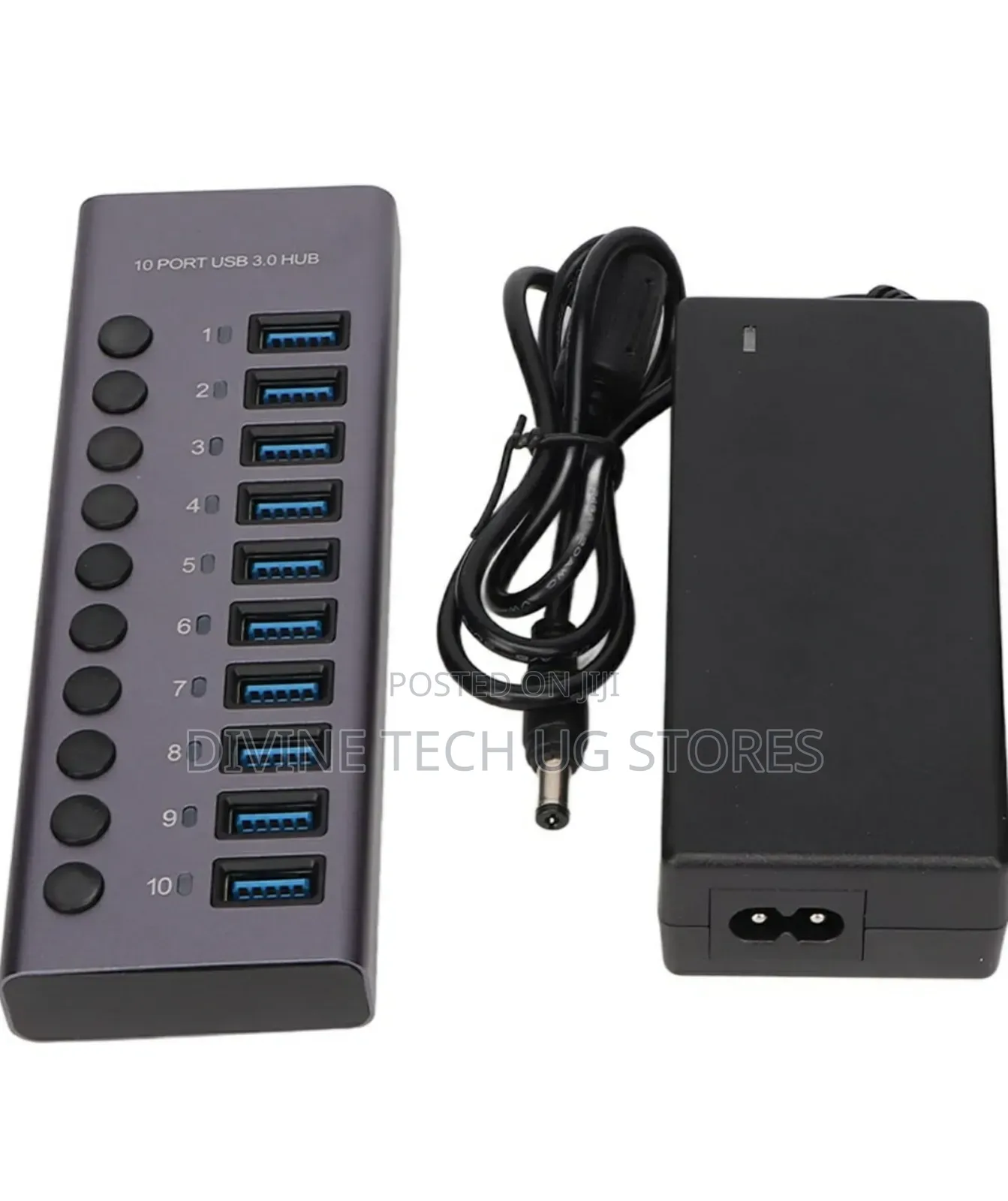 USB 3.0 Powered Station USB 10 Port Hub-With Power Adapter