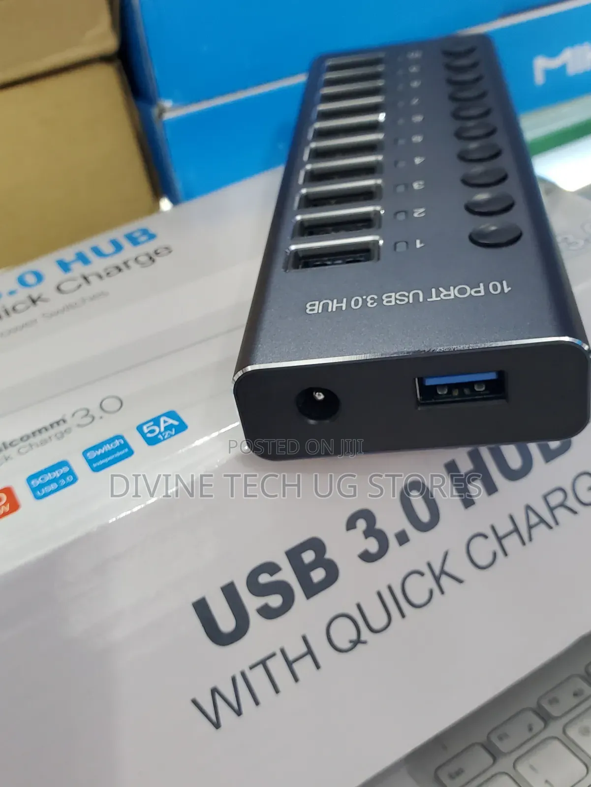 USB 3.0 Powered Station USB 10 Port Hub-With Power Adapter