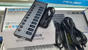 USB 3.0 Powered Station USB 10 Port Hub-With Power Adapter