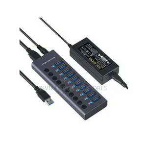 USB 3.0 Powered Station USB 10 Port Hub-With Power Adapter