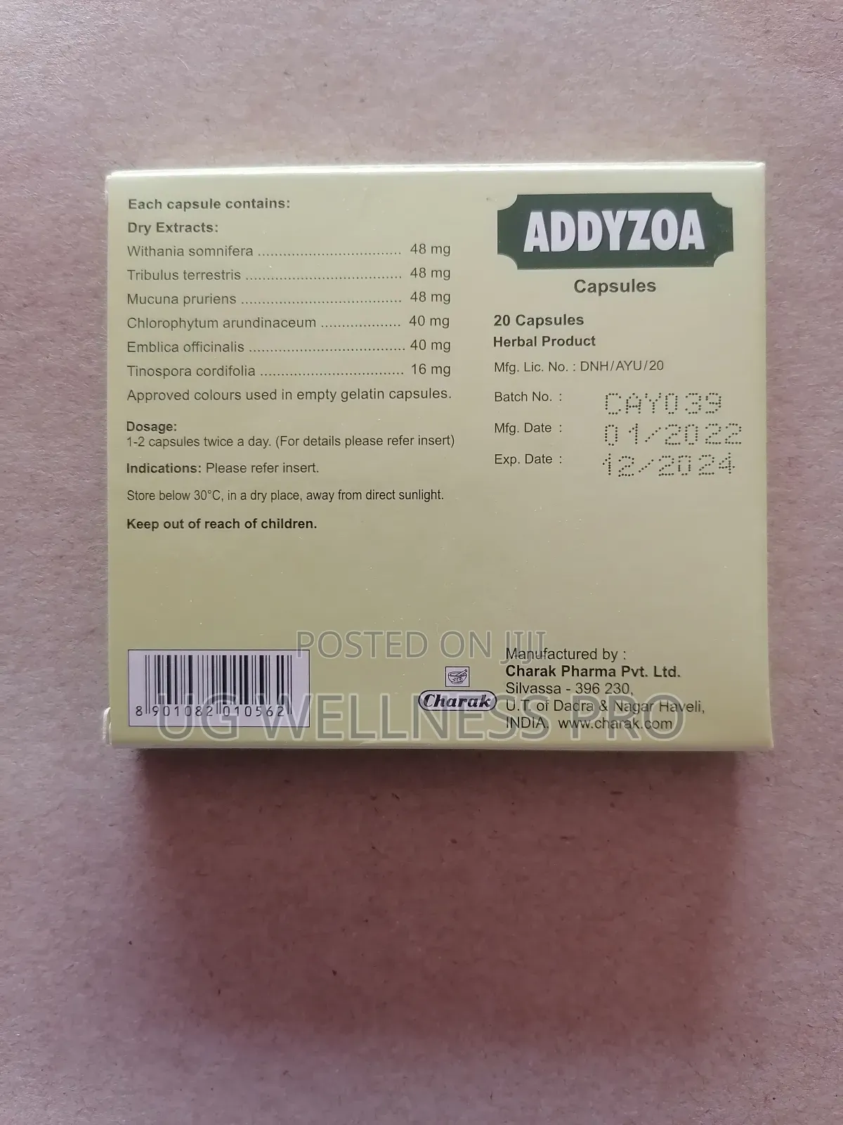 Addyzoa 20 Cap for Testosterone, Male Fertility and Vitality