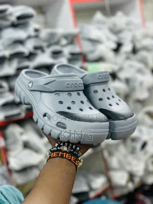 Grey Leather Crocs. New