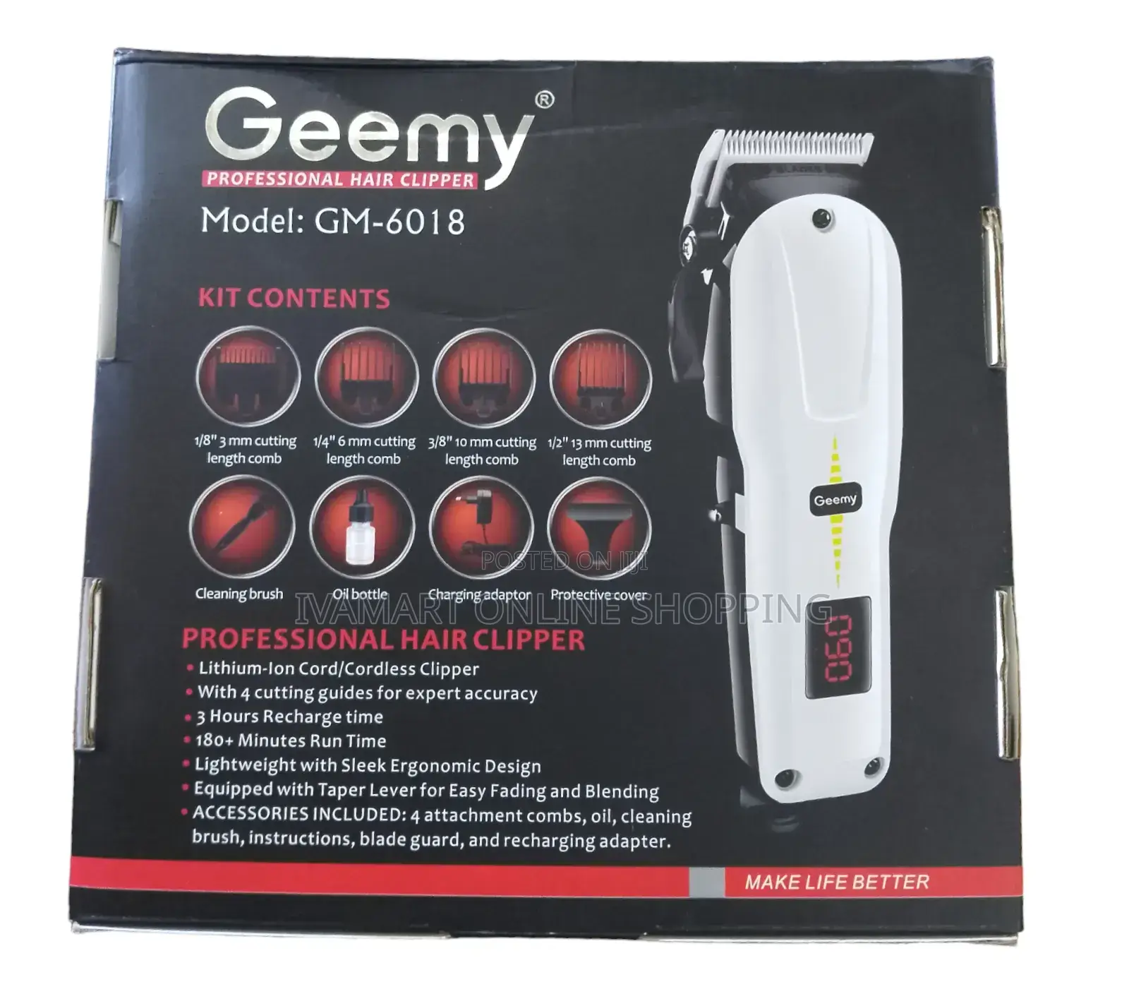 Geemy Professional Hair Clipper (Gm 6018)- Rechargeable