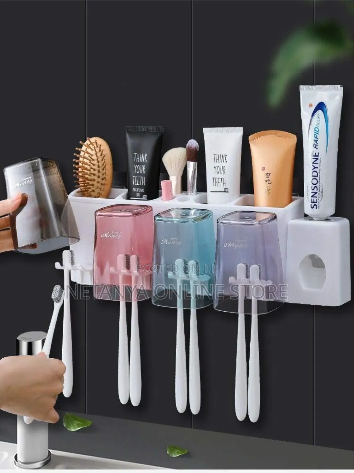 2in1 Toothpaste Dispenser and Toothbrush Holder