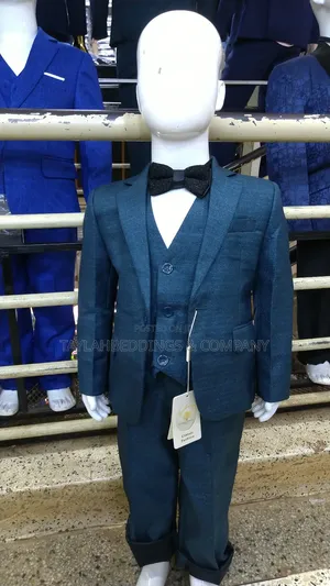 Boys Suits 5 Piece Slim Fit Plaid Blazer