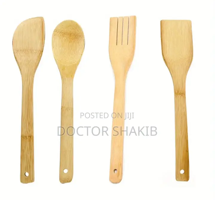New Bamboo Cooking Spoons Set-Brown