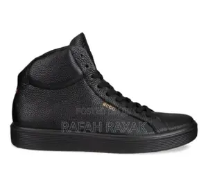Original Triple Black Casual Ecco Leather High Top Sneakers