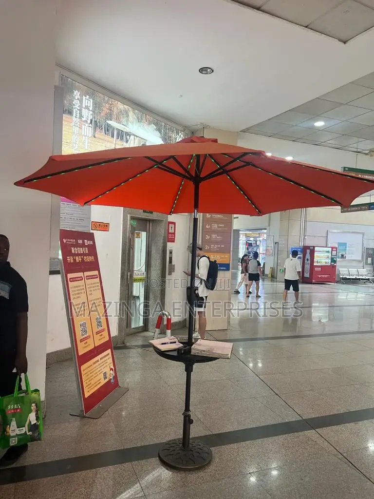 2.7mtrs Parasol Umbrella With Solar Panel, Lights Table