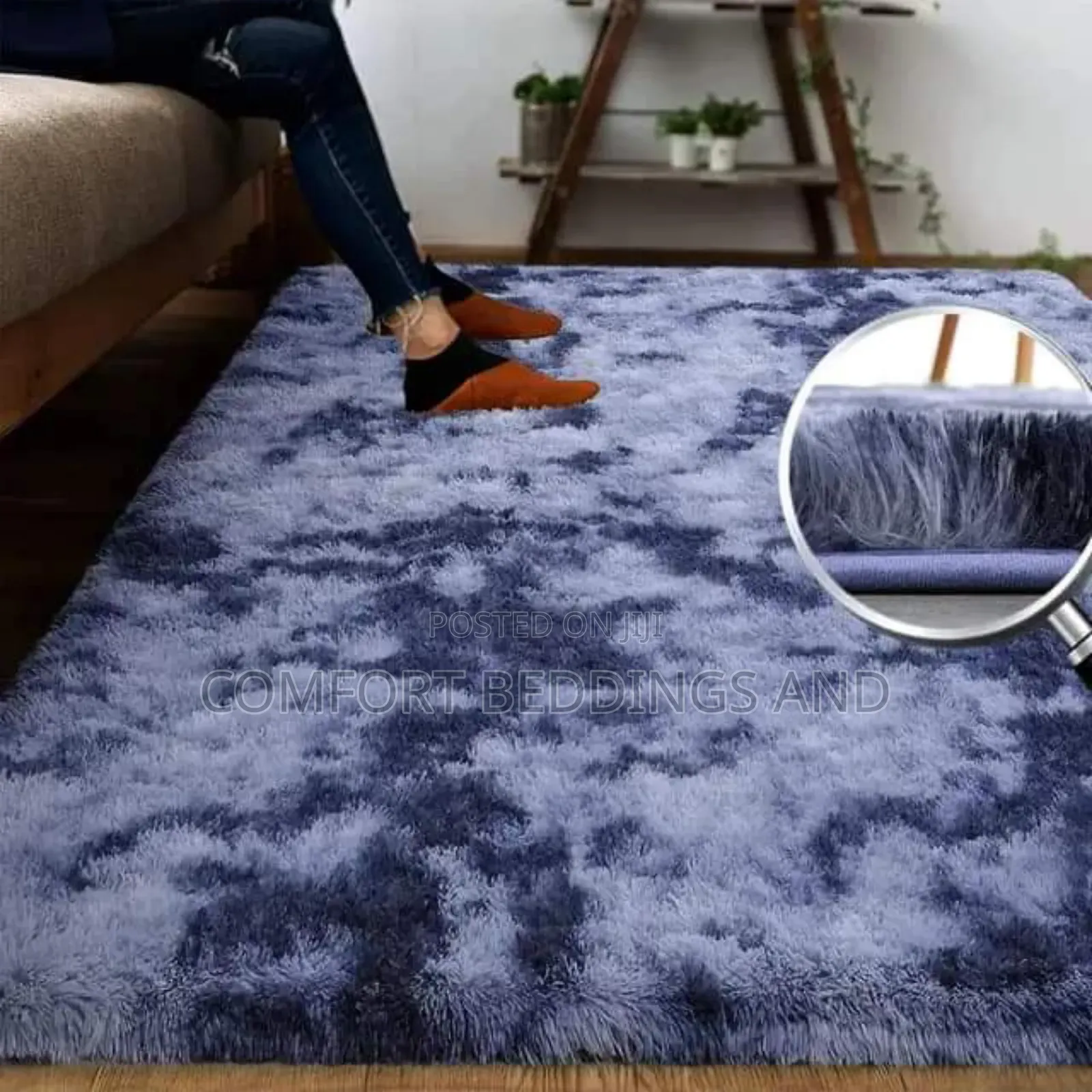 Fluffy Carpet Dark Blue