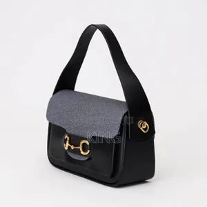 GUCCI Horsebit Leather Coated-Canvas Shoulder Bag
