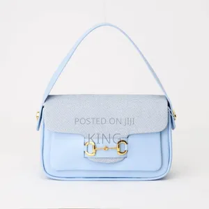 GUCCI Horsebit Shoulder Bag. Sky-Blue