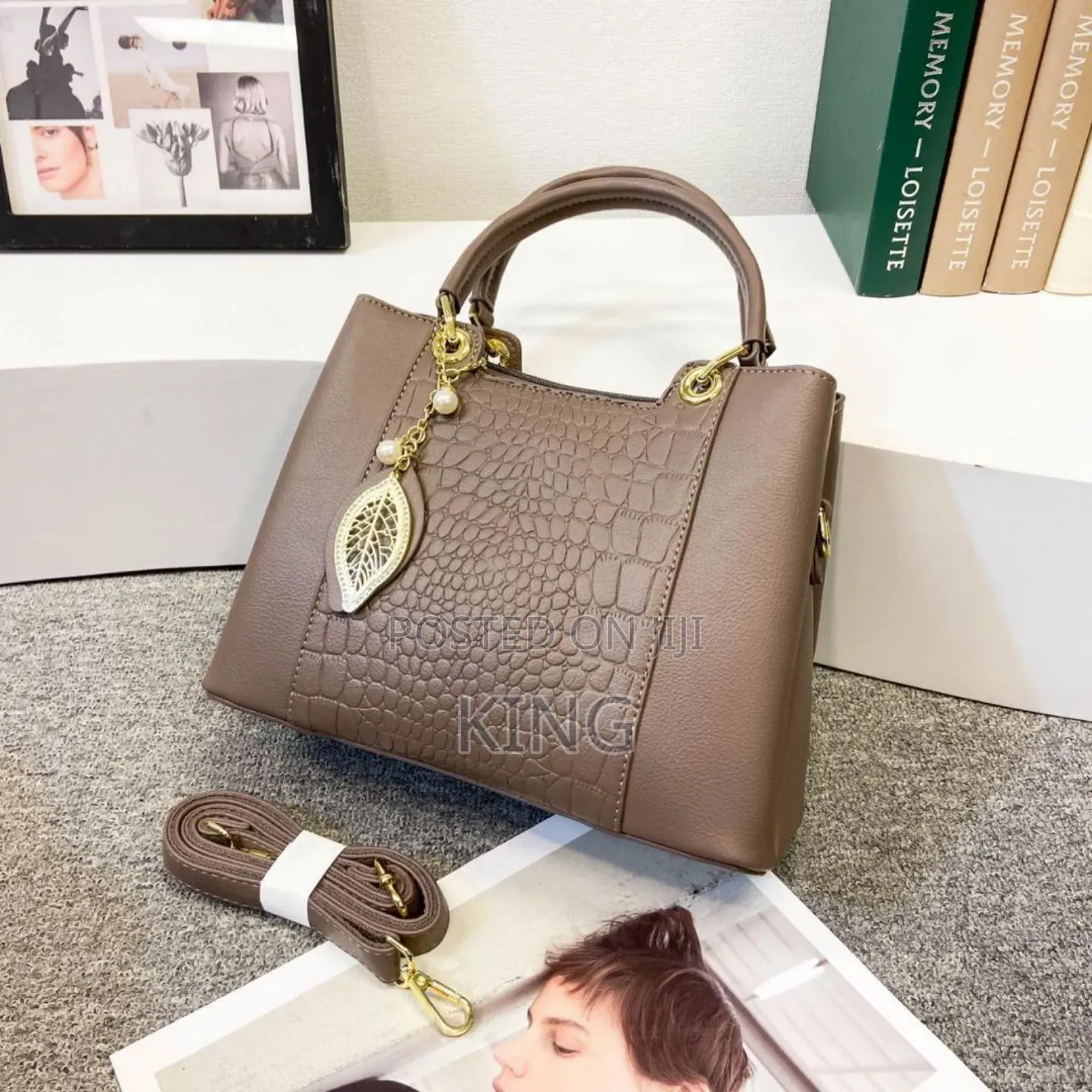 Lofty Womens Leather Handbag. Beige