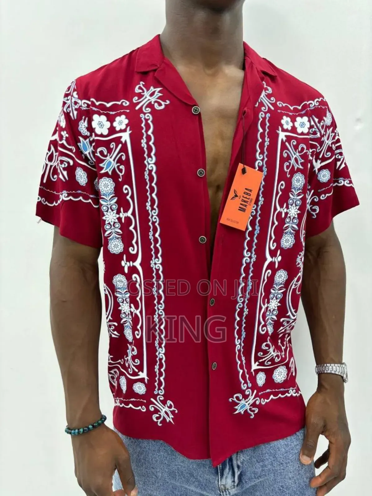 Red Relaxed Fit Shirt With All Over Print