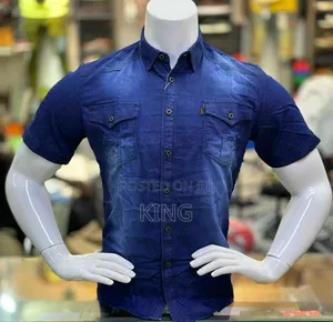 Navy Double Pocket Jean Shirt