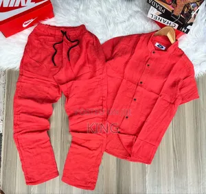 Linen Suit. Shirt and Trouser. Red