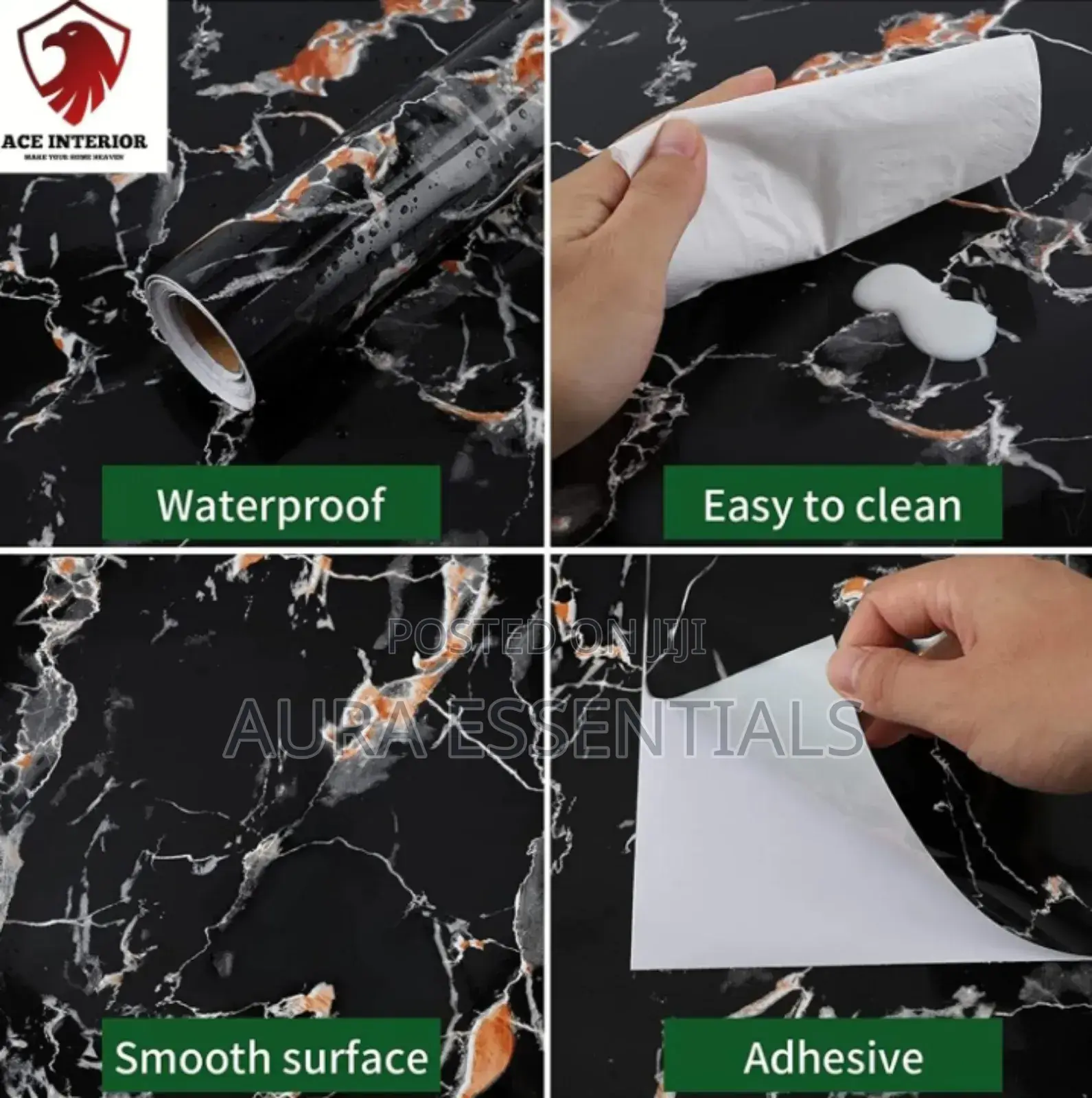 Granite Black Marble Gloss Self Adhesive