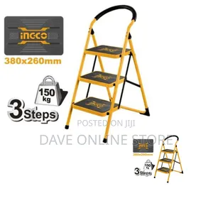 3 Step INGCO Steel Household Ladder Step Heavy Duty - Orange
