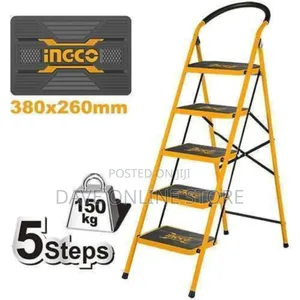 5 Steps INGCO Steel Household Ladder Step Heavy Duty -