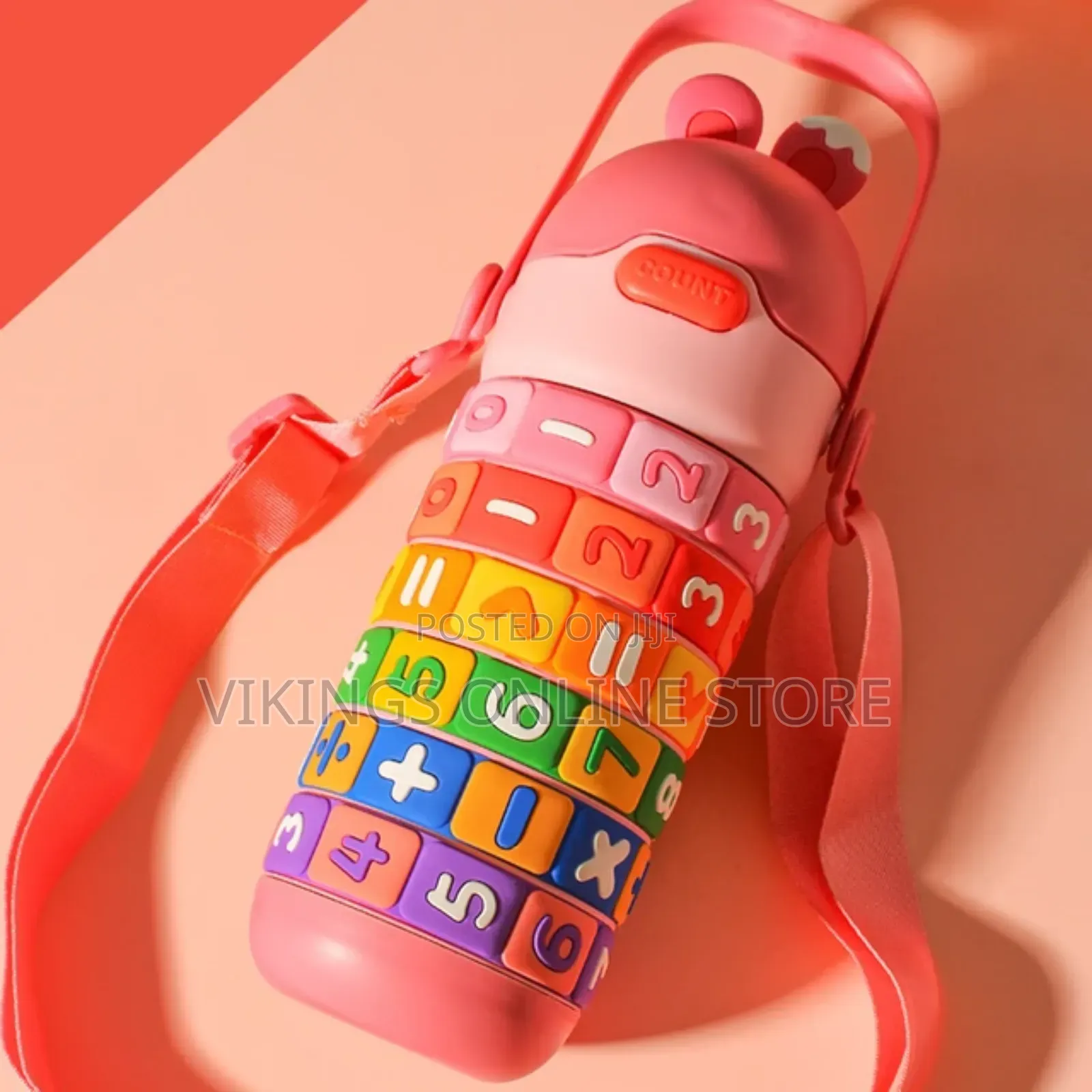 430ml Kids Water Bottle With Straw,Funny Rotatable Numbers