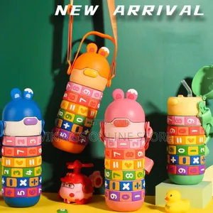 430ml Kids Water Bottle With Straw,Funny Rotatable Numbers