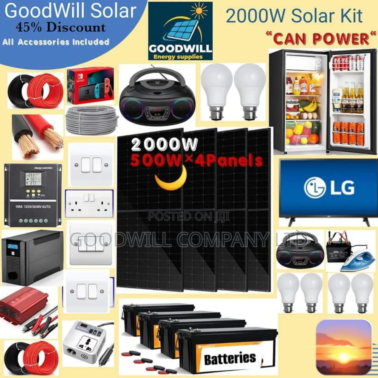 2kw or 2000w Solar Energy System Full Kit (German Solar)